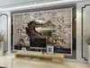 dessin animé Wallpapes mur de fond tortue de peinture 3D stéréo peinture fonds d'écran de salon moderne