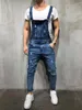 New Mens Ripped Overalls Jeans Fashion Men's Casual Designer Jumpsuit Loose Cool Bike Jeans Free Shipping