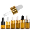 Wholesale 1ml 2ml 3ml âmbar vidro gotas de vidro frasco de óleo essencial exibição de óleo frasco pequeno perfume sérico marrom amostra de ensaio de amostra