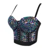 Zij Moda Unieke Rhinestone Gaga Bustier Parels Diamond Push Up Night Club BRALETTE Dames BH Backped Top Vest Plus SizeJ190424
