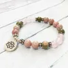 MG0510 8 mm Rose Quartz Lotus Armband Naturligt Unakite Energy Protection Armband Rhodonite Balance Yoga Armband för kvinnor201o