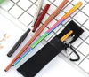 Reusable Folding Drinking Straws Stainless Steel Metal Telescopic Straw with Storage Bag Cleaning Brush set drinking tool SN3515
