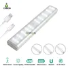 Gabinete luzes 30leds Brilho Dimmable Wireless Closet Light USB Recarregável PIR Motion Sensor Roupeiro Cozinha LED Gabinete Luz