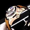 Nouveau 45mm Admiral's Cup Bubble Tourbillon Automatique Montre Homme Or Rose Cadran Noir Or Crâne Marron Cuir Montres En Caoutchouc Puretime E22c3