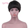 Humanos Cabelo Sem Capless Wigs Olha Penteados Reais Para Cabelo Médio Comprimento Mulheres Perucas Pretas Mix Vermelho Bangs Black Marley Wigs Brasileiro