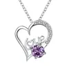 Nuovo arrivo moda a forma di cuore collane con pendente in argento 925 miglior regalo collana di gioielli in argento sterling con pietre preziose viola