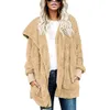 Dames pluche sherpa hooded bovenkleding pocket hoodie jas warme trui outdoor casual uitloper warm plus size jas overjas ljja2844