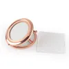 Fashion Rose Gold Compact Cosmetic Mirror DIY Hollow Makeup Spegel + 58 mm Epoxi Klistermärke 5 stycken / Lot # 18410