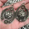 Jewelryr Jade Küpe sevimli çin Miao gümüş oyma aşiret küpe Ücretsiz Kargo