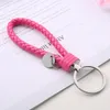 30 color Leather Braided Woven Keychain Rope Rings Fit DIY Circle Pendant Key Chains Holder Car Keyrings Jewelry accessories in Bulk JXW917