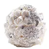 Ucuz kristal broş süslenmiş el yapımı saten gül gelin buketleri çiçek nedime kılıfları özelleştirilmiş buket el tutma blin220j