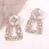 Wholesale- iced out flower Triangle dangle earrings for women luxury designer blind diamond dangling earring rhinestone jewelry gf love gift