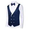 2020 Homens Azul Fatos de Casamento Marca Design De Moda De Design Real Groomsmen White Shawl Lapel Noivo TuxeDos Homens Tuxedo Casamento / Prom Ternos 3 Peças