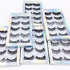 Vente chaude meilleur prix 5 paires de cils synthétiques épais naturels maquillage à la main faux faux cils croisés avec boîte holographique