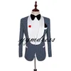 2019 smokings de mariage un bouton blanc revers cranté Slim Fit hommes costume de bal costumes de marié marié (veste + pantalon + nœud)