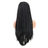 Long Braided Box Braids Synthetic Lace Front Wig Heat Resistant Fiber Hair Black Glueless Lace Wigs For Women With Baby Hair