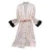 Kvinnor Elegant Bathrobe Robe S Silk Ladies Pajamas Lingerie Bride Dressing Gown Nightrown Seksi Bayan Gecelikler Girl Nightie N4