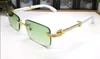 Wholesale-Fashion Attitude Sunglasses For Men UV Protection Lens Square Rimless White Bamboo Wood Frame Come With Package