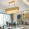 Modern Crystal Lamp Chandelier For Living Oval Luxury Gold Round Stainless Steel Line Chandeliers Lighting FEDEX