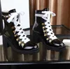2019 Hilo de costura clásica Aumento de zapatos de cuero de mujer alto Cinturón de cinta de cinta Hebilla Tobillo Tobillo Real Cuero Femenino Rough Women Boot