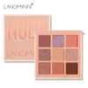 Langmanni 9 Färger Naken Eye Shadow Palette Matte Långvarig Power Eye Shadow Palette Makeup Kosmetika