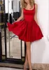 シンプルな赤い短い帰宅服スクープネックAラインセクシーなカクテルパーティーは2019年卒業ドレスを着ています