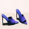 Vente chaude-station européenne sandales couleur bonbon fourrure de lapin de luxe sandales à talons hauts pantoufles commerce extérieur grande taille chaussures pour femmes 41-43