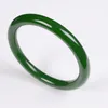 Natural Xinjiang an Jade Bangle Thin Women's Laokeng Spinach Green Girl Round2582