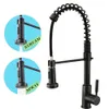 Rolya Oil Rubbed Bronze Pull Down Kitchen Faucet Traditional Spring Gooseneck Swivel Spring Kitchen Sink Mixer Tap ORB