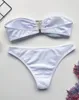 Белая без бретелек с низкой талией бикини 2020 Женские купальники Женщины купальные костюмы с двумя частями набор бикини Бандо купание костюм Swim252j