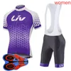 LIV Takımı Kadınlar Bisiklet Kısa Kollu Jersey (Bib) Şort Set Dağ Bisikleti Giyim Yaz Nefes Bisiklet Üniforma Spor Y21031817