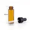 5 ml Amber Glass Essential Oil Dropper Flaskor Mini Tom Ögon Dropper Parfym Kosmetisk Liquid Prov Container DHL Gratis 1500pcs / Lot