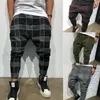 2019 Nowa marka moda męskie menu fitness Plaid Pants Prosty nóg spodnie ołówka do joggera