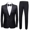 Costumes pour hommes Blazers Hommes Mode Châle Revers 2 Pièces Ensemble Rouge Bleu Blanc Noir Mariage Groom Qualité Jacquard Banquet Tuxedo1