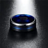 Homens Anel 100% Carboneto de Tungstênio Anillos Para Hombres 8mm Alta Polimento Azul Black Bandas Pierscienie T190624