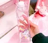 cartoon Bottle Transparent Milk Cup Cute Rainbow Horse Coffee Water Juice Bottles M1837