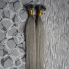 Silvery Grey Hair Extensions Virgin Indian Straight Pre Bonded Nail U TIP Human Hair Extensions Keratin fusion Nail TIP Hair Extensions