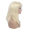 Ash Blonde Human Hair Bob Wig With Bangs Straight Virgin European Glueless Full Spets Front Wig Wig Color 6136990626