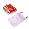 Dernière pochette porte-bonheur en fleurs de cerisier, pochette en soie chinoise, sac cadeau à cordon de serrage, pochette à bijoux, petits sacs en tissu de noël, 10 pièces/lot