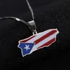 Rostfritt stål emalj Puerto Rico Map Pendant Necklace For Women Men Puerto Ricans Map Chain Jewelry4700400