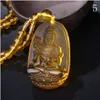 Haute qualité citrine naturelle sculptée statue de Bouddha heureux amulette dames collier pendentif force aura cristal de guérison bijoux hommes
