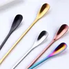 stainless steel coffee Spoons long handle stirring scoops gold rainbow mug ice scoop dessert ladle spoon home Kitchen Coffeeware