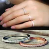 2021 женские 18K позолоченное простое обручальное кольцо 925 серебряный сверкающий циркония асфальтированные бриллианты кольцо кольца
