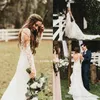 2019 Spring Summer Country Style Wedding Dress Applique Lace Open Back Long Sleeves Bridal Gown Plus Size Custom Made