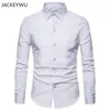 Marque hommes chemise mode luxe Style pli mince chemise formelle à manches longues couleur unie affaires uniforme Hip Hop