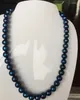Collier de perles de haute qualité de 9-10 mm Tahitian Black Blue 18 pouces argent 925