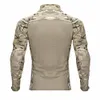Mens Camouflage Tactical T Shirt Zip Pocket Långärmad Bomull Andningsbar G3 Combat Groda Tröja Män T-shirt T-shirt