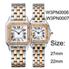 새로운 W3PN0006 W3PN0007 투톤 로즈 골드 다이아몬드 베젤 27mm/22mm 화이트 다이얼 스위스 쿼츠 여성 시계 숙녀 시계 저렴한 Puretime B25h8