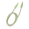 Nylon Wire Metal Shell braid Weave transparent 3.5mm Male to 3.5mm Male Audio Cable AUX Cord Speaker Cable 300pcs