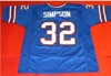 MIT Custom Men Youth Women Vintage Custom Blue OJ Simpson Front and Back Mesh F Football Jersey Size S-4XL أو مخصص أي اسم أو قميص رقم